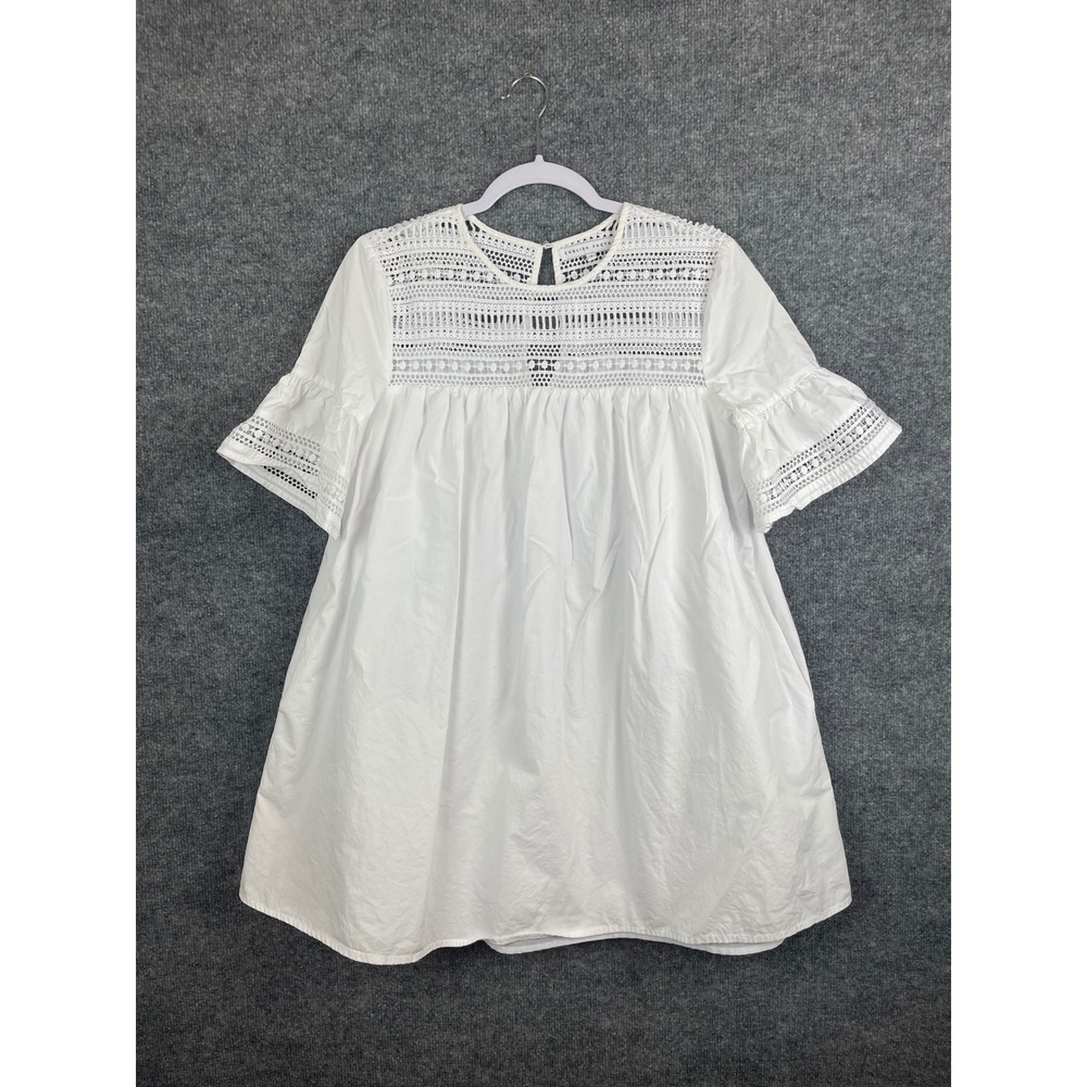 English Factory Babydoll Dress Women's Small White Lace Flutter Sleeve